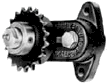 This particular single adjusting model incorporates the compactness of a flanged base with the versatility of a rotating arm. Both base and arm have serrated teeth to prevent slippage. As a chain or belt elongates, the arm, which rotates 360�, can be readjusted to restore the original tension. 